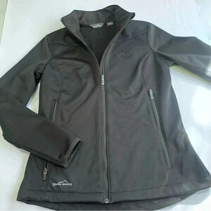 Eddie Bauer Black Soft Shell Jacket Front Zip Water Proof Women’s‎ Medium Fitted
